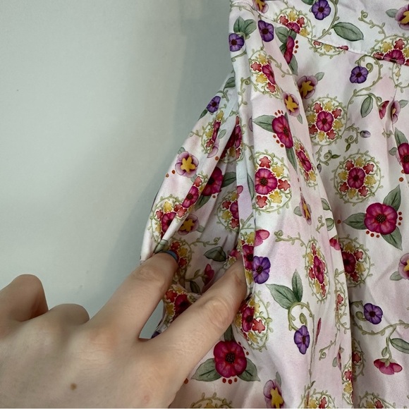 Ludo Cherry | Light Pink Floral A-Line Full Skirt with Pockets Size 8 - Picture 4 of 5